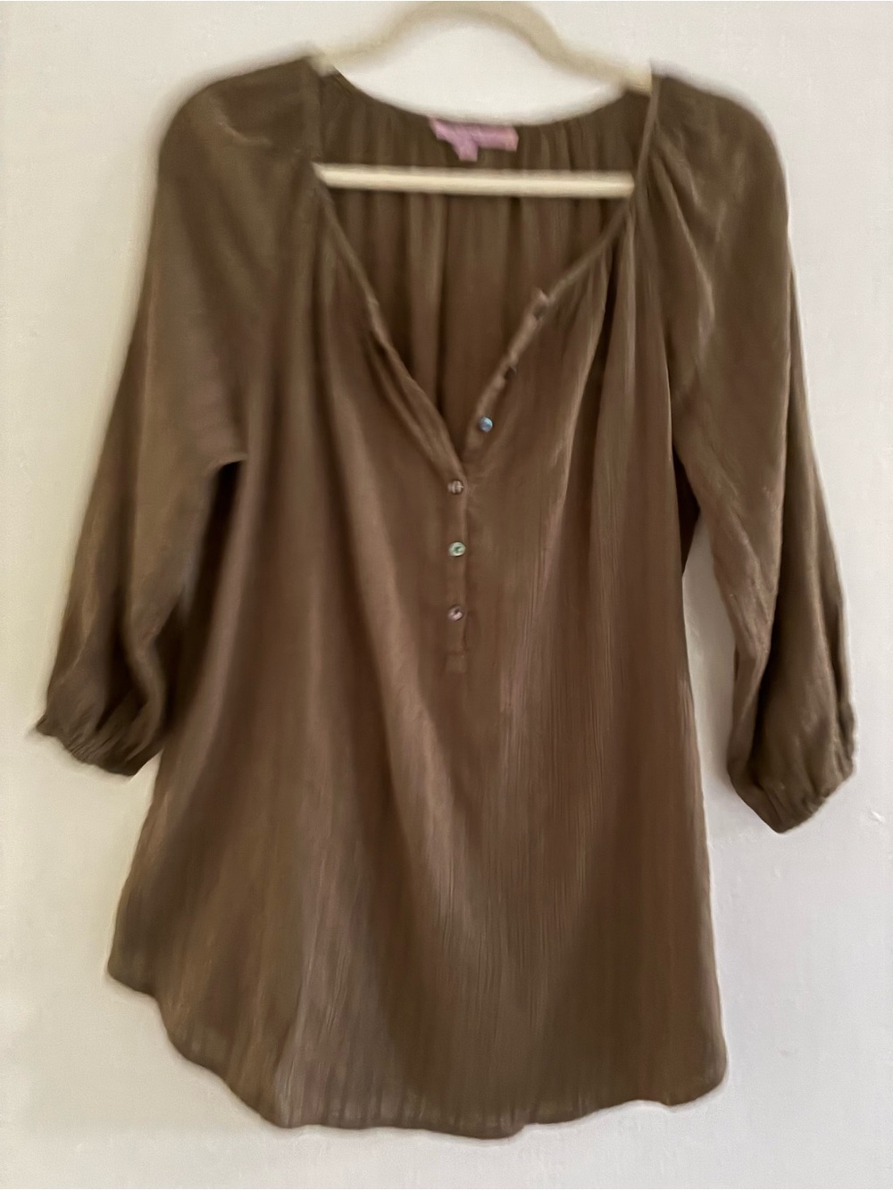 Calypso St. Barth Olive V-Neck Button Tunic *MOVING SALE*